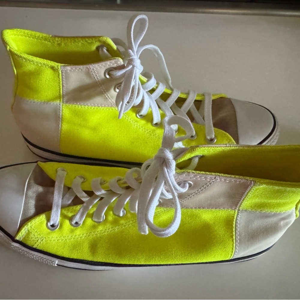Converse All Stars Yellow Cream and Tan High-Top Sneakers